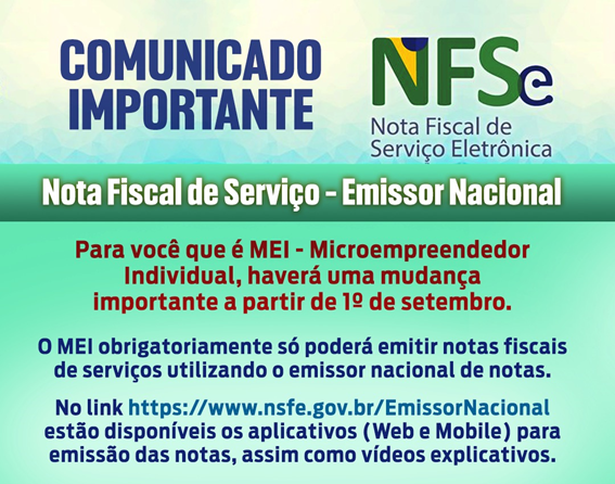 Comunicado Nota Fiscal de Serviço Eletrônica